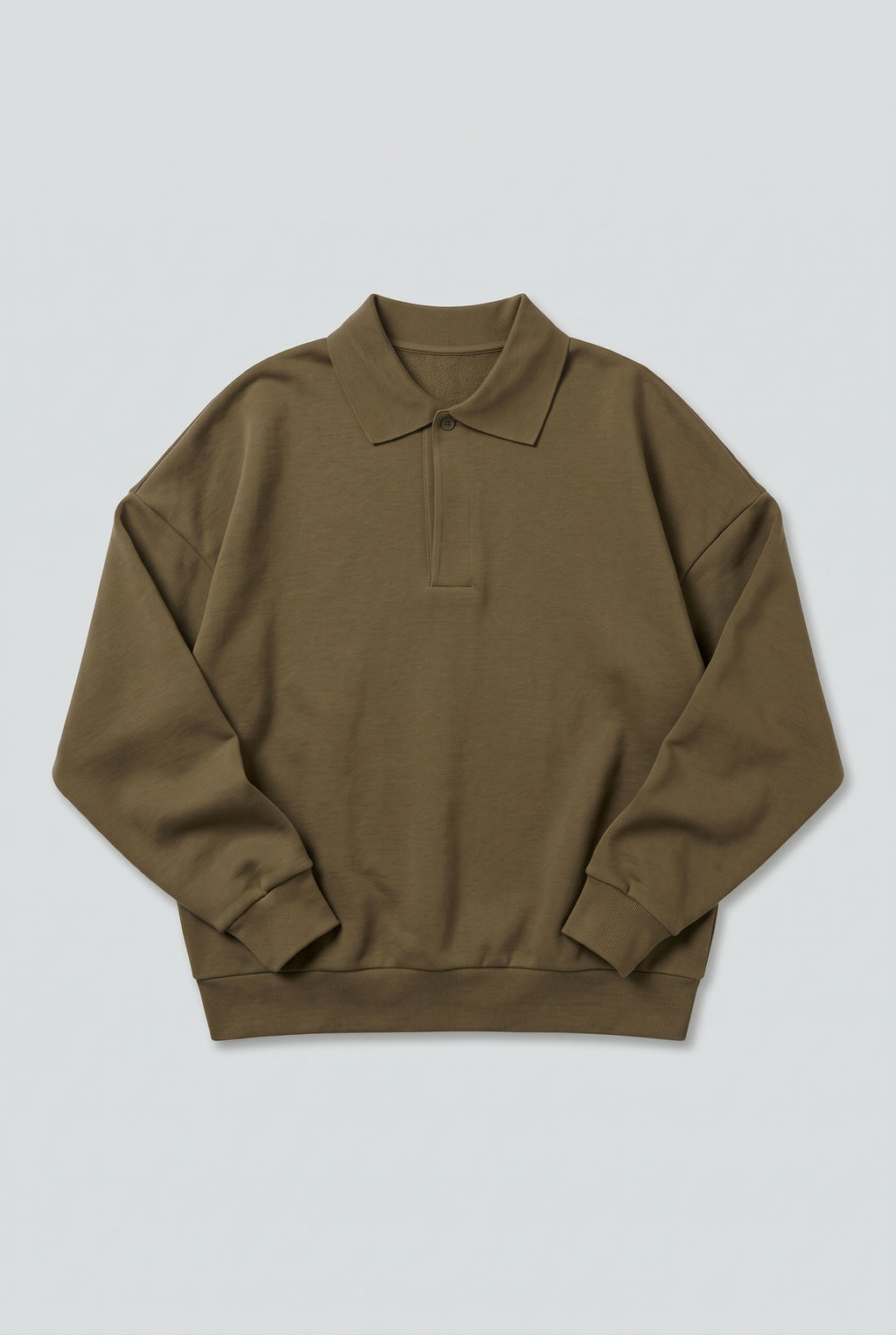 DirectBlanks Heavyweight Polo Sweatshirt in Camel – Flatlay, 440 GSM
