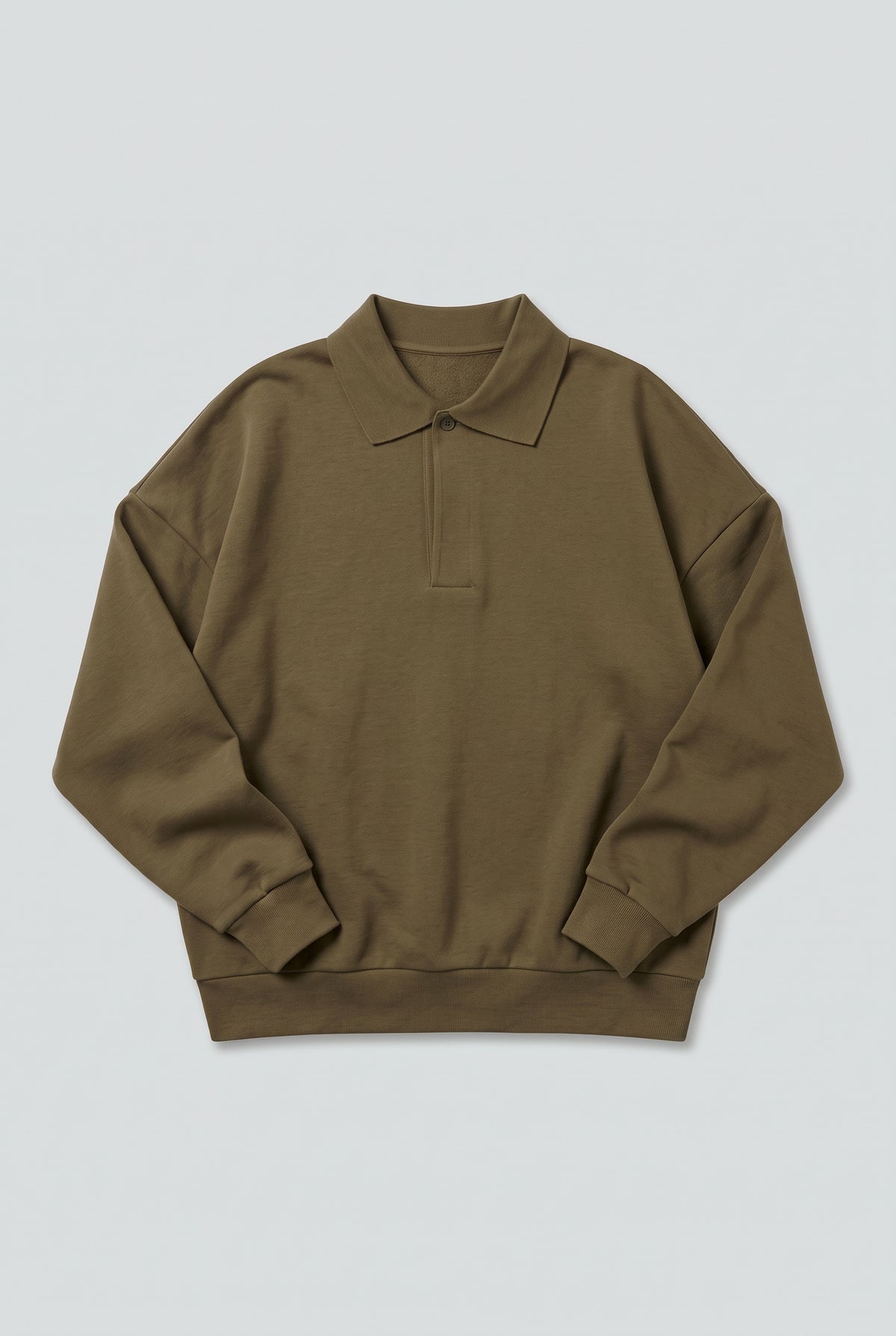 DirectBlanks Heavyweight Polo Sweatshirt in Camel – Flatlay, 440 GSM