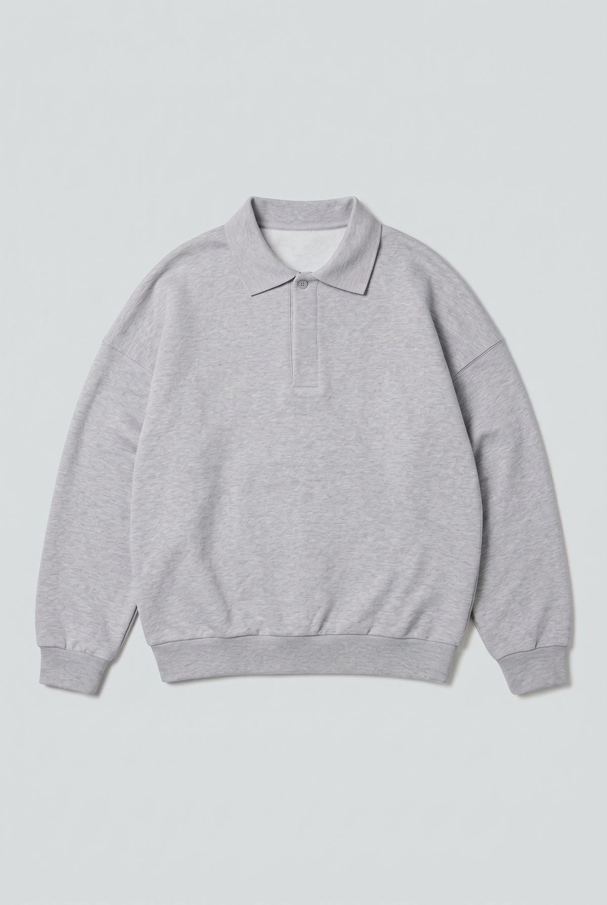 DirectBlanks Heavyweight Polo Sweatshirt in H-Grey – Flatlay, 440 GSM