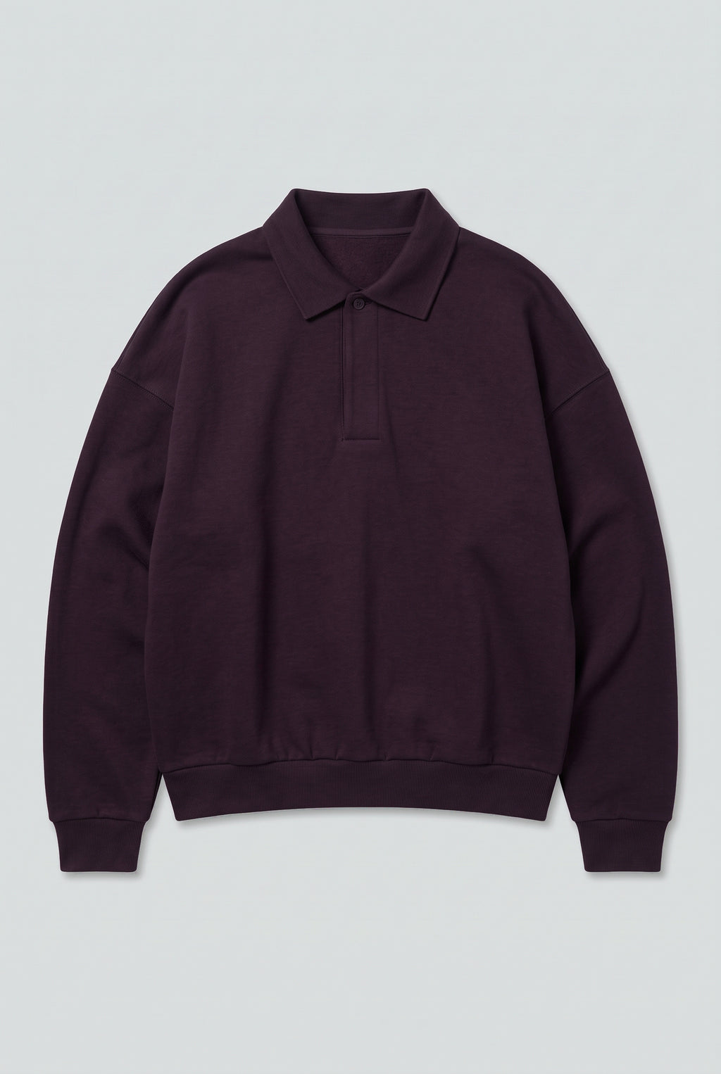 DirectBlanks Heavyweight Polo Sweatshirt in Plum – Flatlay, 440 GSM